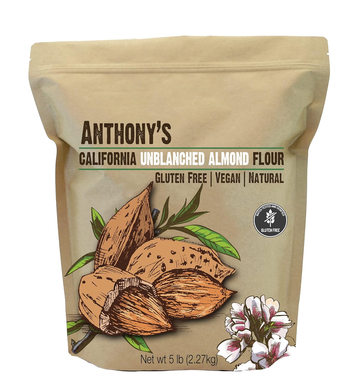 Anthony'S Almond Meal Flour, Unblanched, 5 Lb, Gluten Free, Non Gmo, Keto Friendly