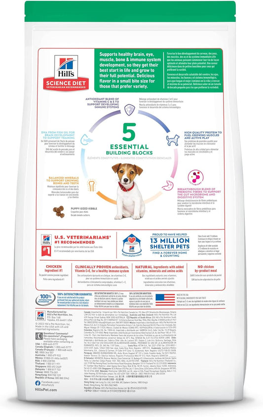 Hill's Science Diet Puppy, Puppy Premium Nutrition, Small Kibble, Dry Dog Food, Chicken & Brown Rice, 12.5 lb Bag
