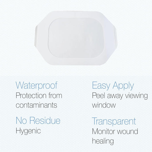 Waterproof Sterile Transparent Adhesive Plaster - 10Cm X 12Cm, 10Pcs Island Dressings With Pad For Wounds, Hrt, C-Section & Scar Care - Breathable Second Skin