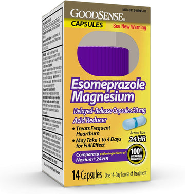 Goodsense Esomeprazole Magnesium Delayed Release Capsules 20 Mg, Proton Pump Inhibitor (Ppi), Frequent Heartburn Treatment, 14 Count