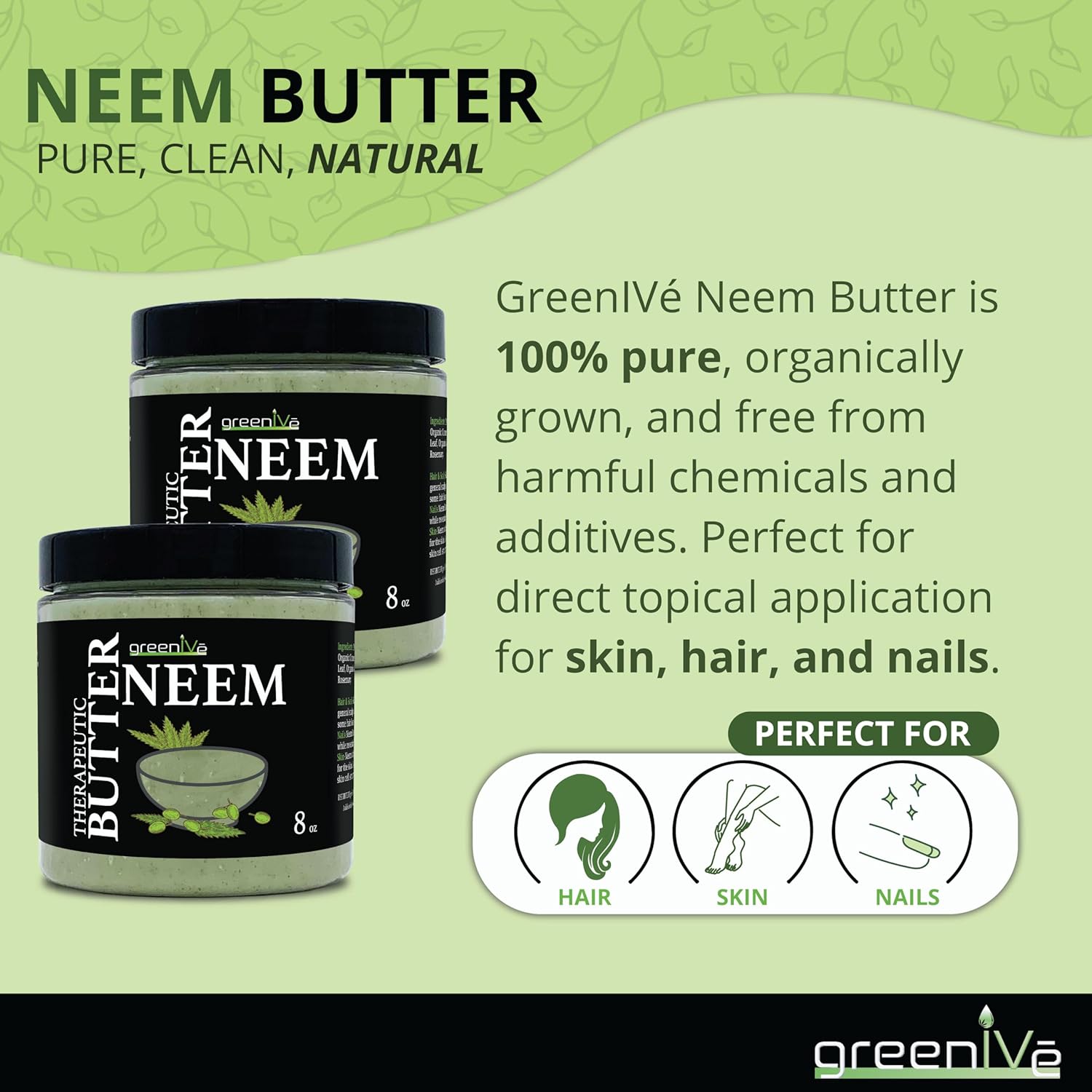 Greenive - Neem Butter - Body Butter - All Natural - Soothing - Moisturizing - Exclusively On Amazon (8 Ounce) : Beauty & Personal Care