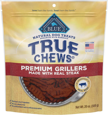 Blue Buffalo True Chews Premium Grillers Natural Dog Treats, Steak 20 Oz Bag