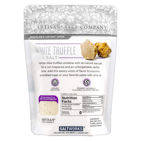 Artisan Salt Company Fusion Naturally Flavored White Truffle Sea Salt, Zip-Top Pouch, 4 Ounce