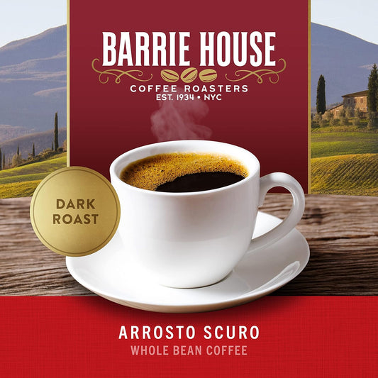 Barrie House Arrosto Scuro Italian Roast Whole Bean Coffee, 2 Lb Bag | Fair Trade Organic Certified | Dark Roast | Smokey And Bold Flavor | 100% Arabica Coffee Beans
