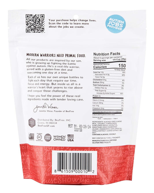 Beefree Warrior Mix Gluten Free Granola - Soft Chunky Granola Bites | Paleo Granola, Low Carb, Grain Free, Preservative Free, Oat Free | Granola For Yogurt, Low Calorie Snacks | Hagen’S Berry Bomb, One 9 Ounce Bag