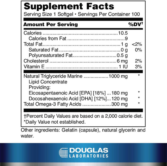 Douglas Laboratories Depa | Omega-3 Fatty Acids From Marine Triglycerides | 100 Softgels