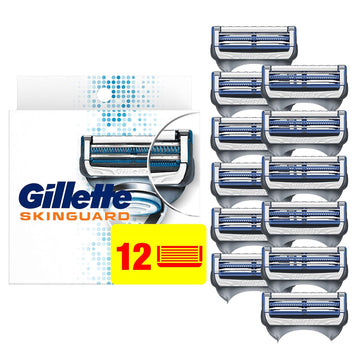 Gillette Skinguard Men'S Razor Blade Refill For Sensitive Skin, Designed For Sensitive Skin, 12 Blade Refills