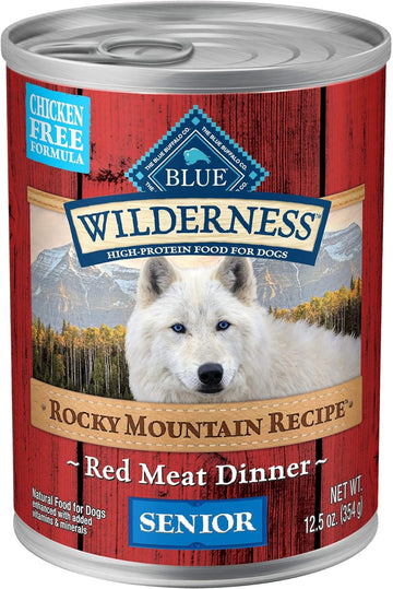 Blue Buffalo Wilderness Rocky Mountain Recipe Senior Wet Dog Food, High-Protein & Grain-Free, Made with Natural Ingredients, Red Meat Recipe, 12.5-oz. Cans (12 Count)