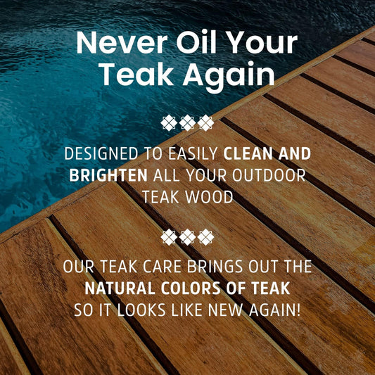 Finish, Premium Teak Care, Powerful Teak Cleaner, Restorer, Brightener & Sealer, Good For Outdoor & Indoor Teak Applications Like Decks, Docks, Furniture, Swim Platforms, and More, 64 oz