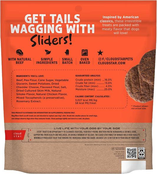 Cloud Star Wag More Bark Less Sliders Dog Treats, Beef Cheeseburger 8 Oz. Bag