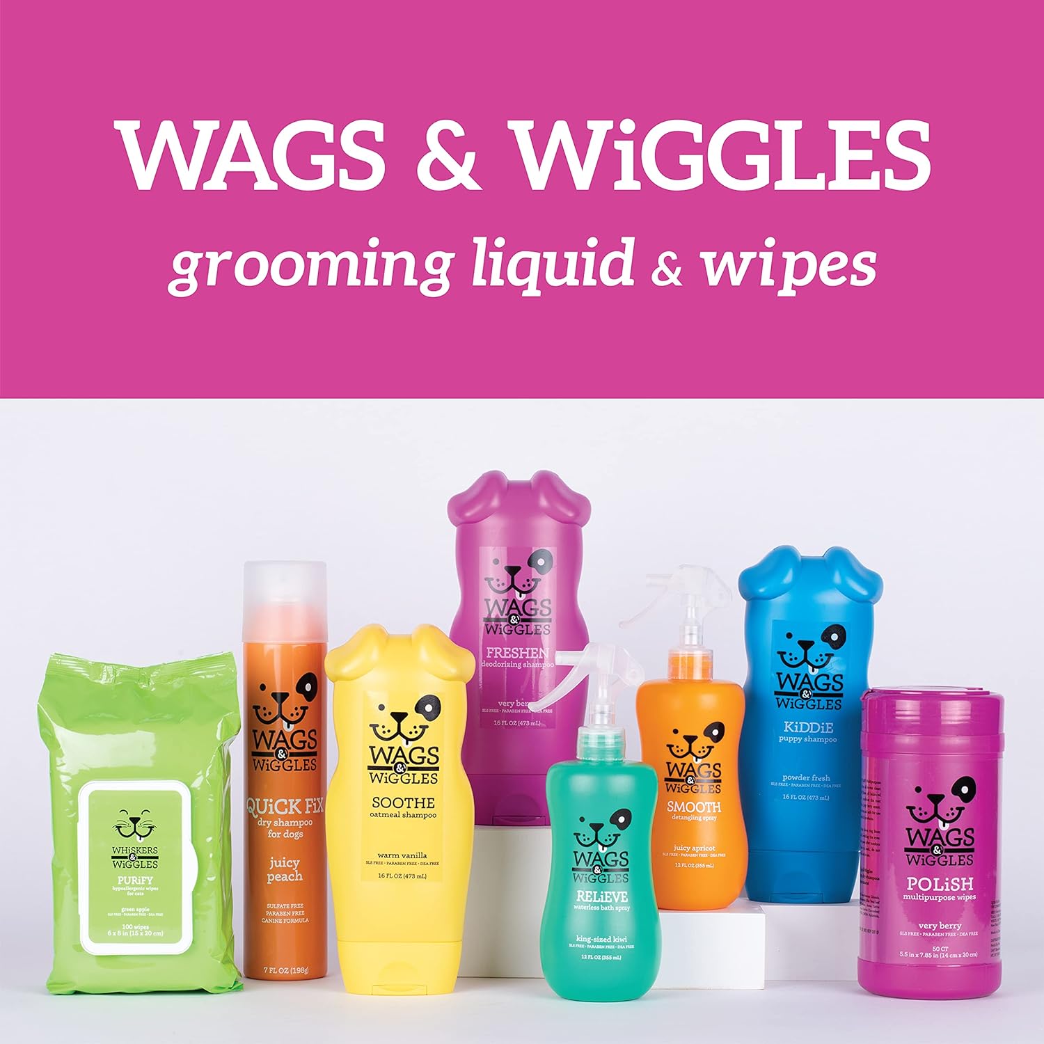 Wags & Wiggles Freshen Deodorizing Wipes for Dogs | Eliminate Odors from Your Dog's Coat | Fresh Strawberries, 100 Count | Easy and Convenient Way to Freshen Your Pet Without A Bath, FF12825
