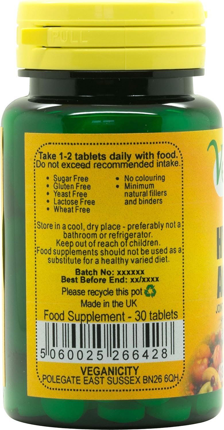 Veganicity Hyaluronic Acid 100Mg : Bone & Joint Health Nutrient : 30 Tablets