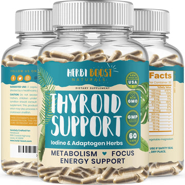 Thyroid Support For Women With Iodine | 1069Mg Extra Strength Supplement For Metabolism, Focus With Ashwagandha, L-Tyrosine, Zinc, Selenium & More