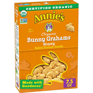 Annie'S Organic Baked Bunny Grahams Snacks, Honey, 7.5 Oz