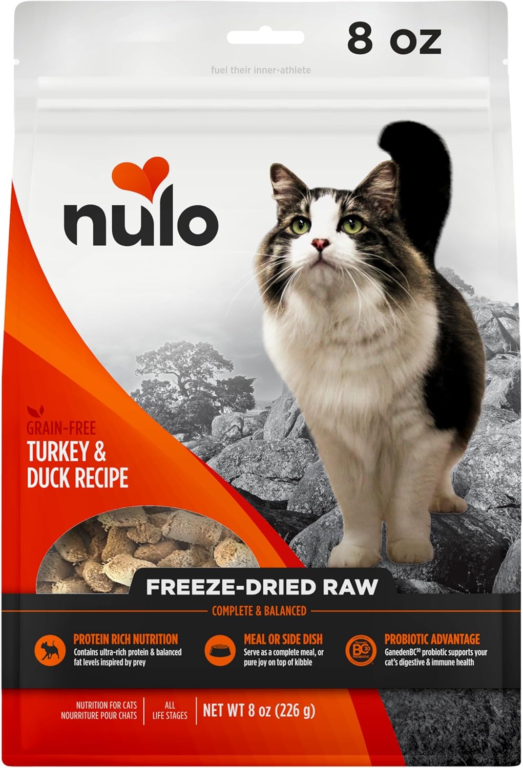 Nulo Freestyle Freeze-Dried Raw, Ultra-Rich Grain-Free Dry Cat Food For All Breeds And Life Stages With Bc30 Probiotic For Digestive And Immune Health 8 Ounce (Pack Of 1)