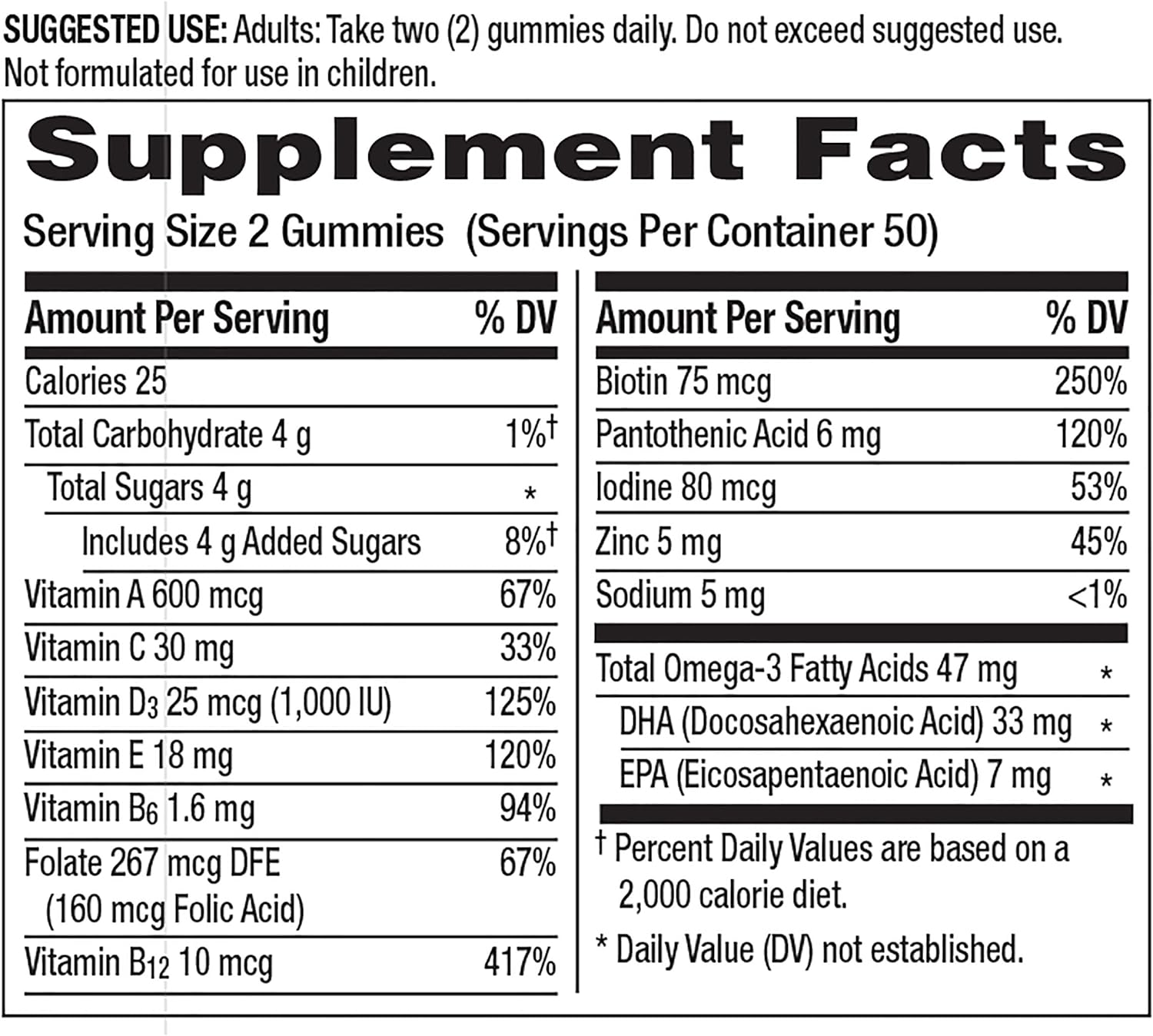 Centrum MultiGummies Multi + Omega-3 Natural Strawberry, Lemon, Orange avors Multivitamin/Multimineral Supplement Gummy, 100 Count