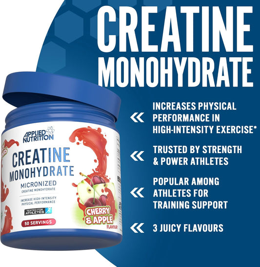 Applied Nutrition Creatine Flavoured - Creatine Monohydrate Micronized Powder With Flavour, Increases High-Intensity Physical Performance (250G - 50 Servings) (Strawberry & Raspberry)