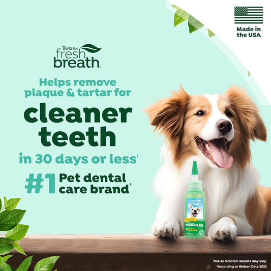 Fresh Breath by TropiClean Brushing Dental & Oral Care Gel for Dogs & Cats | Made in USA | Removes Plaque & Tartar | 2 oz