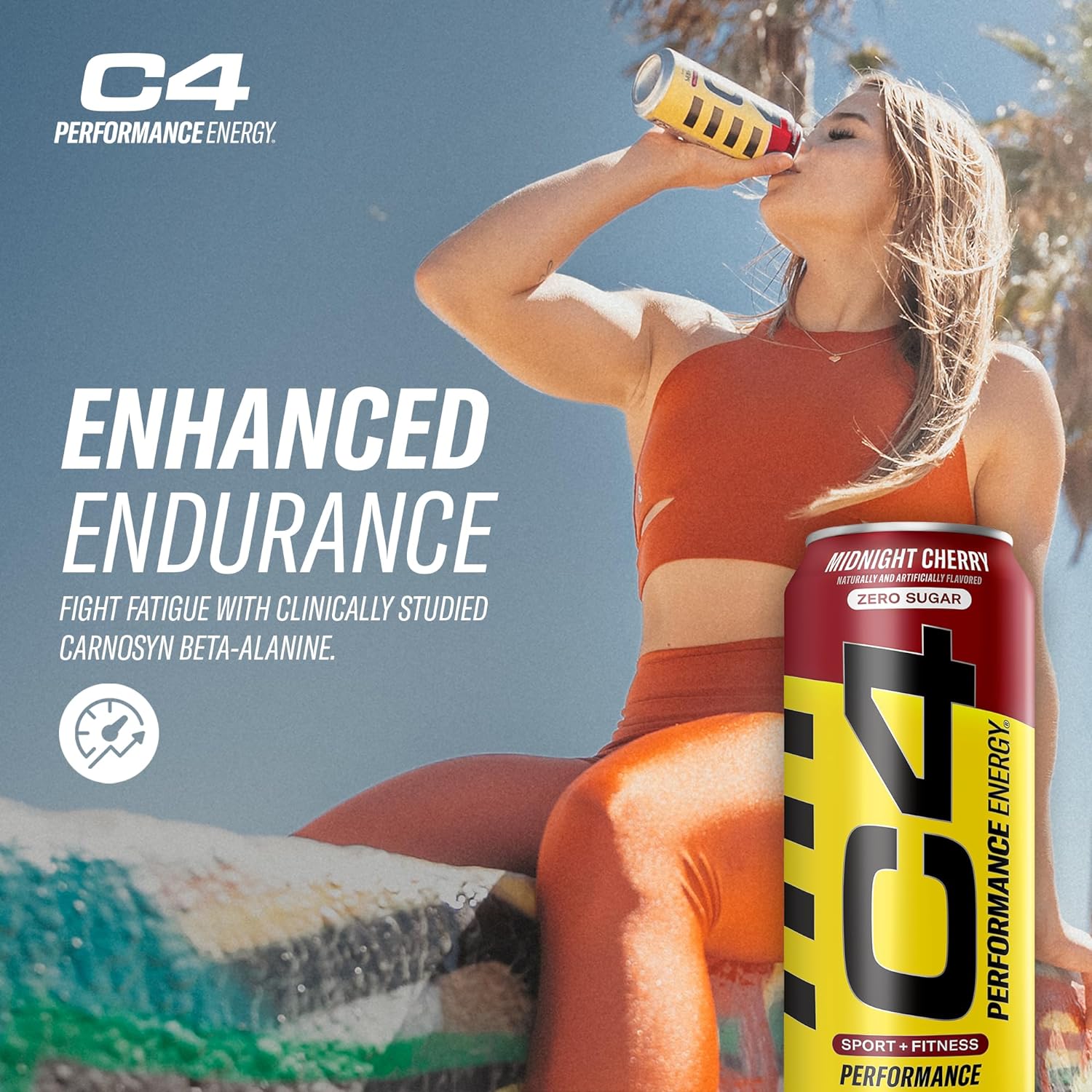 C4 Performance Energy Drink | Zero Sugar Carbonated Preworkout Energy | 200mg Caffeine with Beta Alanine | Midnight Cherry | 16 Fl Oz (12 Pack) : Health & Household