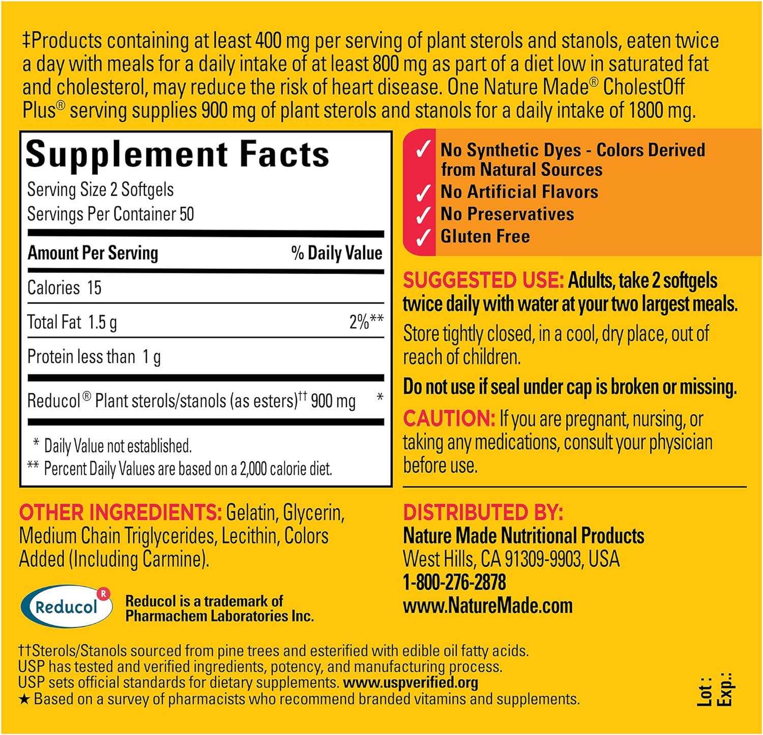 Nature Made CholestOff Plus, 450 mg - 100 Softgels : Health & Household