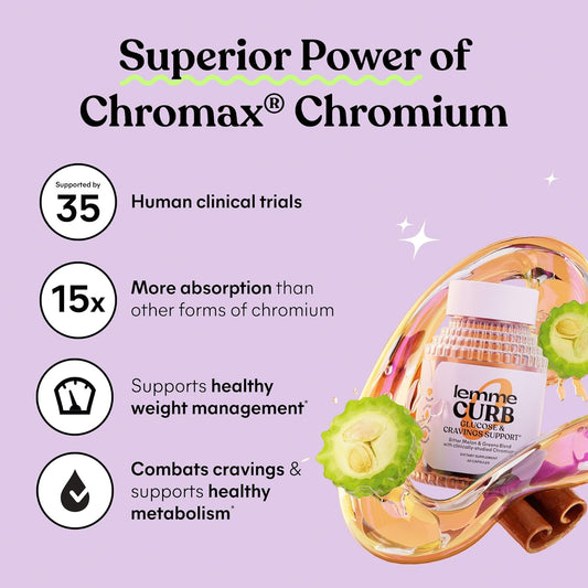 Lemme Curb Cravings, Improve Carb Metabolism, Support Weight Management w/Clinically Studied Chromium Picolinate, Bitter Melon, Ceylon Cinnamon & Greens Blend I Drug-Free I Vegan