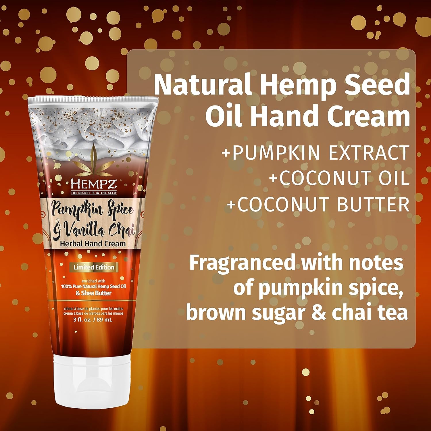 Hempz Pumpkin Spice & Vanilla Chai Moisturizing Hand Cream Lotion (3 Oz) – Mini Fall Scented Travel Cream Skin Care for Women & Men, Made with Shea Butter for Combatting Dry Hands while Travelling : Grocery & Gourmet Food