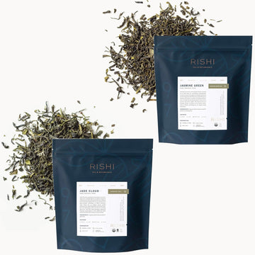 Rishi Tea Jade Cloud & Jasmine Green Tea - Organic Direct Trade Loose Leaf, Certified Kosher Caffeinated Tea Bundle - 16 Ounce (Pack Of 2)