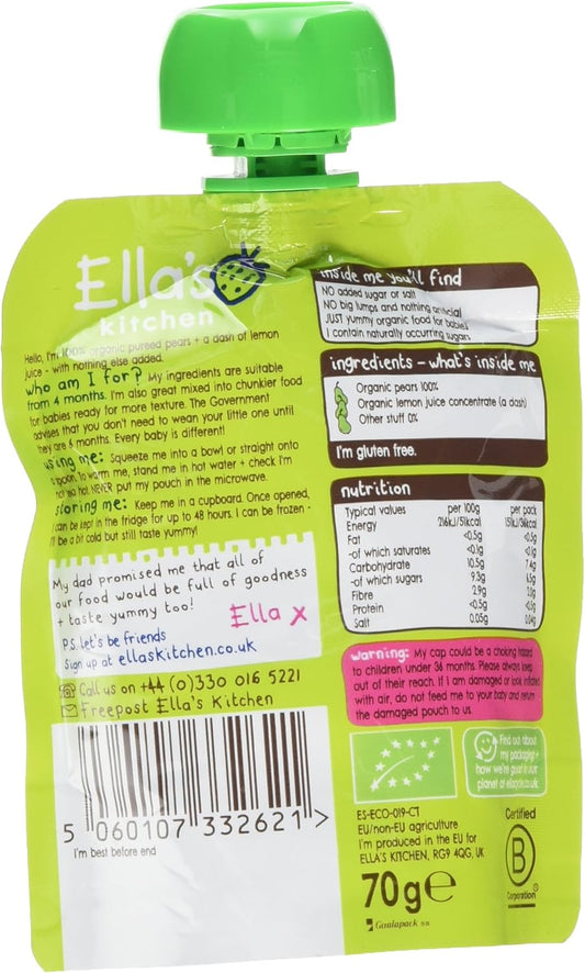 Ella'S Kitchen Organic Pears First Tastes Baby Pouch 4+ Months, 70G