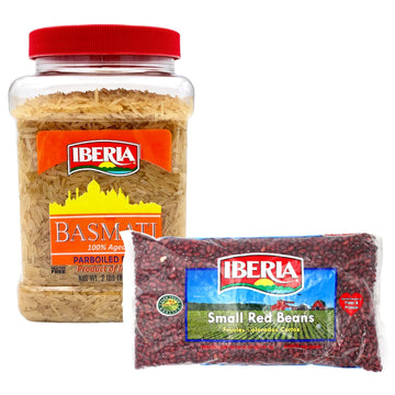 Iberia Parboiled Basmati Rice, 2 lb. + Iberia Small Red Beans 4 lb. Bundle : Everything Else