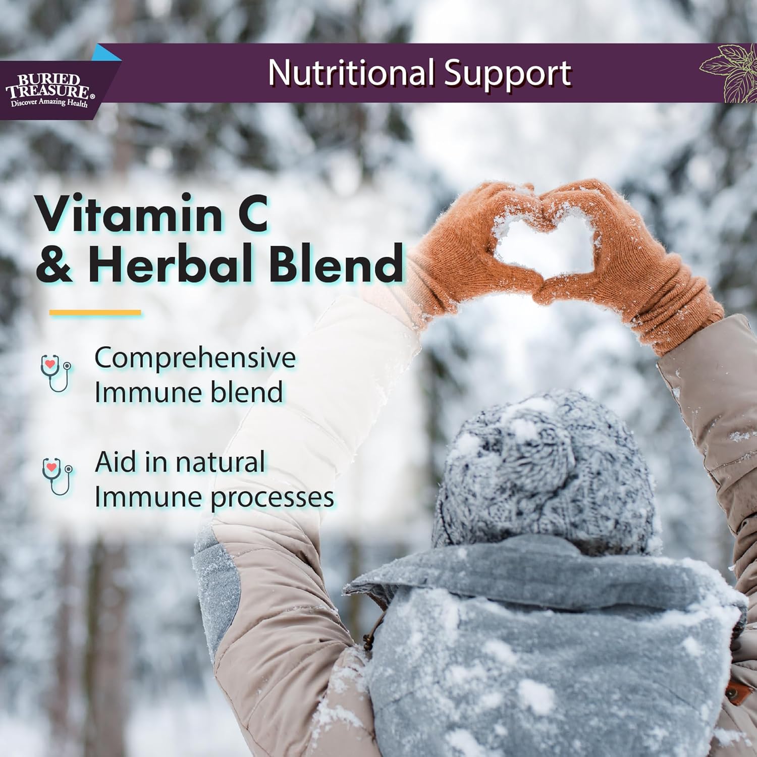 Buried Treasure Acf Advanced Immune Support - 16 Oz, 16 Servings With Elderberry, Echinacea And Herbal Blend For Immunity Support : Health & Household