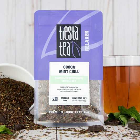 Tiesta Tea - Cocoa Mint Chill | Chocolate Peppermint Herbal Tea | Premium Loose Leaf Tea Blend | Non-Caffeinated Tea | Make Hot Or Iced Tea & Brews Up To 25 Cups - 1.5 Ounceresealable Pouch