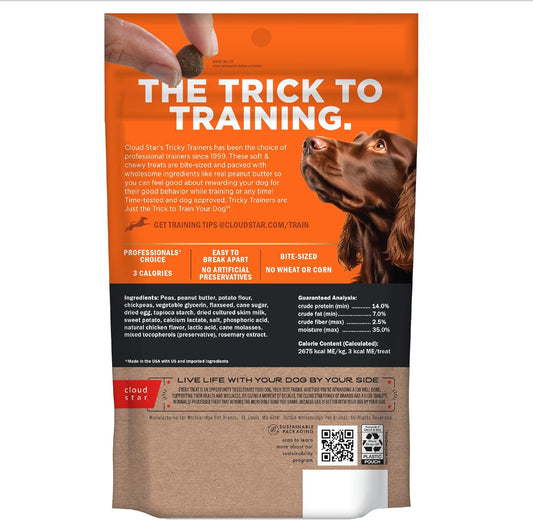Cloud Star Tricky Trainers Soft & Chewy Dog Training Treats 5 Oz Pouch, Peanut Butter Flavor, Grain-Free Low Calorie Behavior Aid With 130 Treats