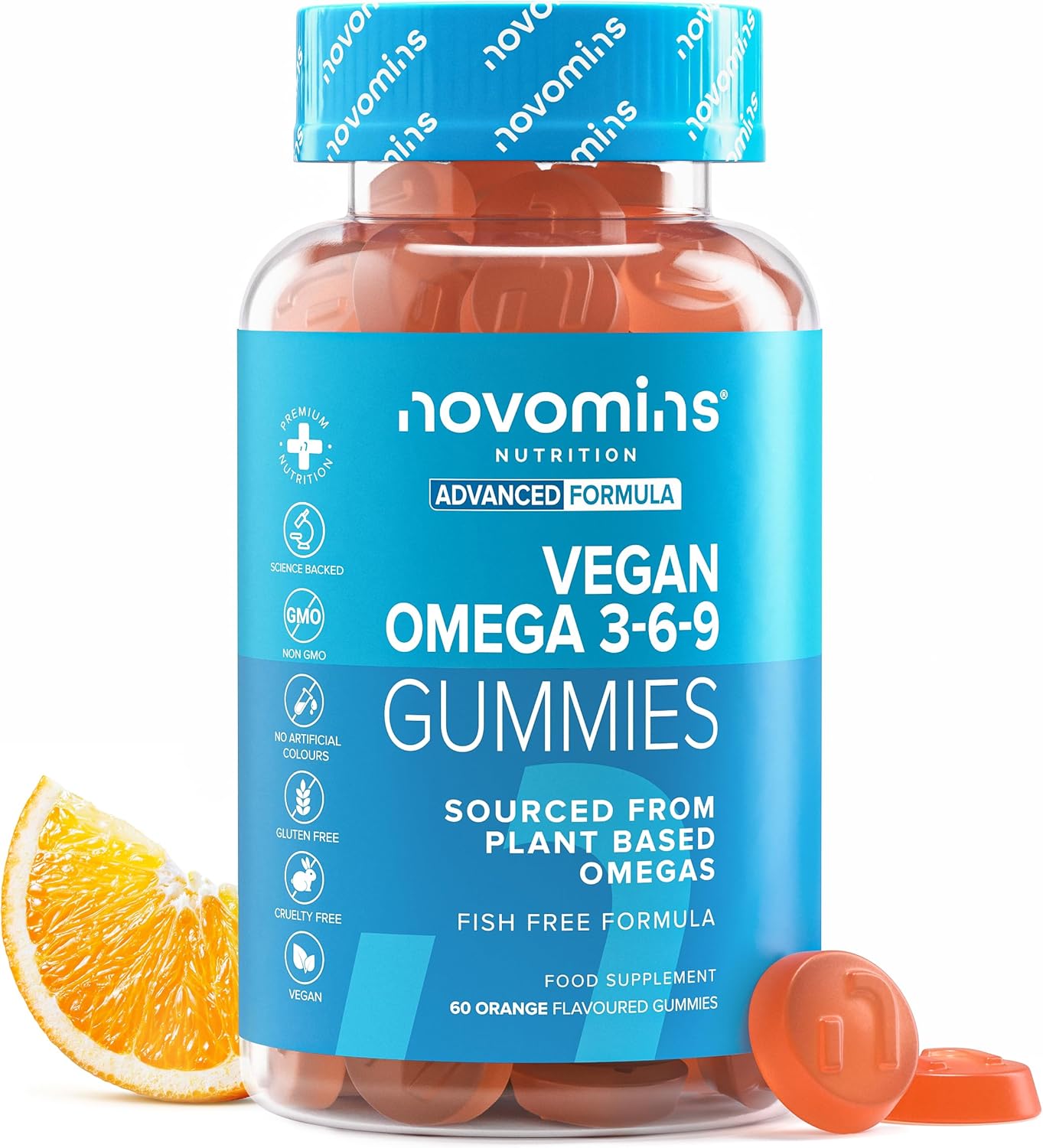 Omega 3 6 9 Gummies 200Mg Ala - Plant Based Omega 3 Vegan - Alternative To Omega 3 Fish Oil & Omega 3 Capsules High Strength - 1 Month Supply - Supports Heart, Brain & Eye Health - 60 Count - Novomins