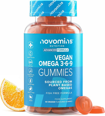 Omega 3 6 9 Gummies 200Mg Ala - Plant Based Omega 3 Vegan - Alternative To Omega 3 Fish Oil & Omega 3 Capsules High Strength - 1 Month Supply - Supports Heart, Brain & Eye Health - 60 Count - Novomins
