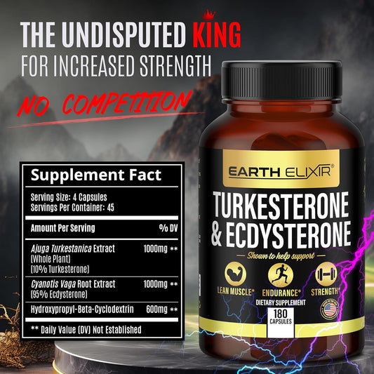 Turkesterone & Ecdysterone – High Potency Turkesterone Supplement For Men & Women With 95% Beta Ecdysterone & Hydroxypropyl Beta Cyclodextrin – 180 Capsules, 45-Day Supply