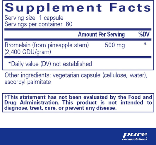 Pure Encapsulations Bromelain 2400 500 Mg - For Digestive Support & Musculoskeletal Health - Supports Joints & Muscle Recovery* - Proteolytic Enzymes - Vegan - 60 Capsules