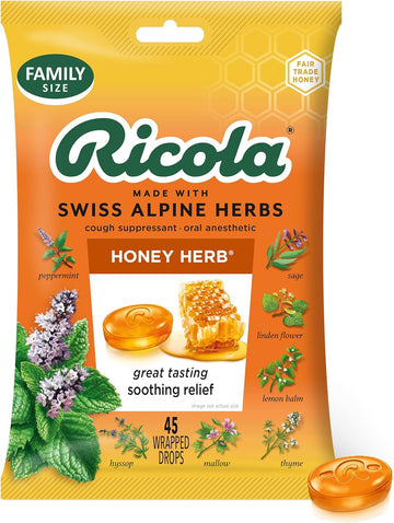 Ricola Honey Herb Cough Drops, 45 Count