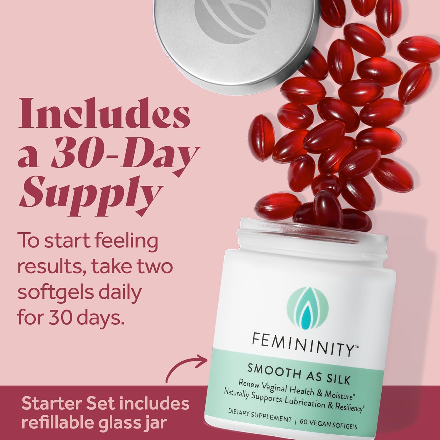 Femininity Smooth as Silk 60-Day Refill for Vaginal Dryness (120 Softgels) – Sea Buckthorn Oil with 365mg Omega 7 + Omega 3 and Omega 9 : Sports Nutrition Multivitamins : Health & Household