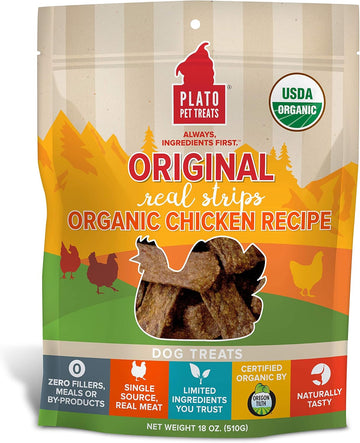 Plato Original Real Strips Organic Chicken 18Oz, Natural