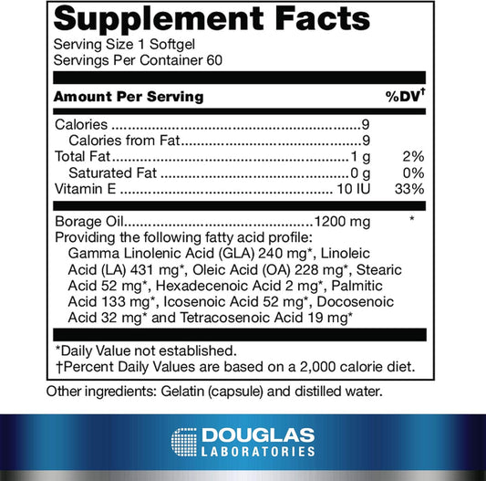 Douglas Laboratories Ultra G.L.A. (Borage Oil) | 240 Mg. Gamma Linolenic Acid | 60 Softgels