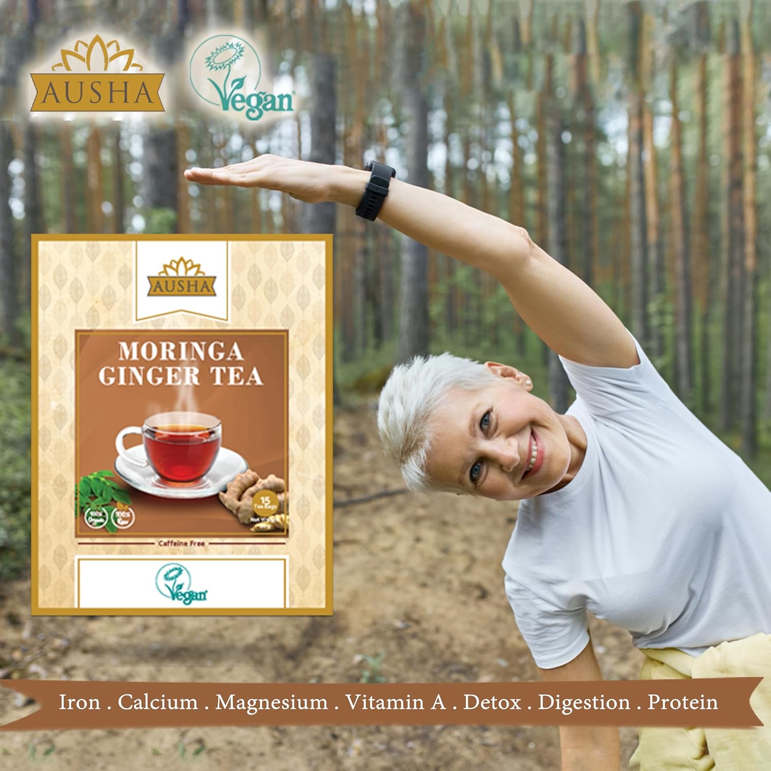 Ausha Ginger Moringa Tea 20 Bags - Caffeine Free - Digestion, Immunity : Amazon.co.uk: Grocery