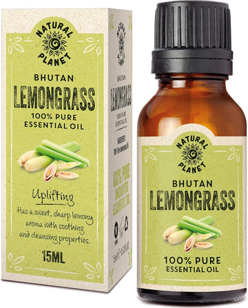 Natural Planet Lemongrass Essential Oil 15Ml Natural 100% Pure & Undiluted Therapeutic Grade Pure, Cruelty Free