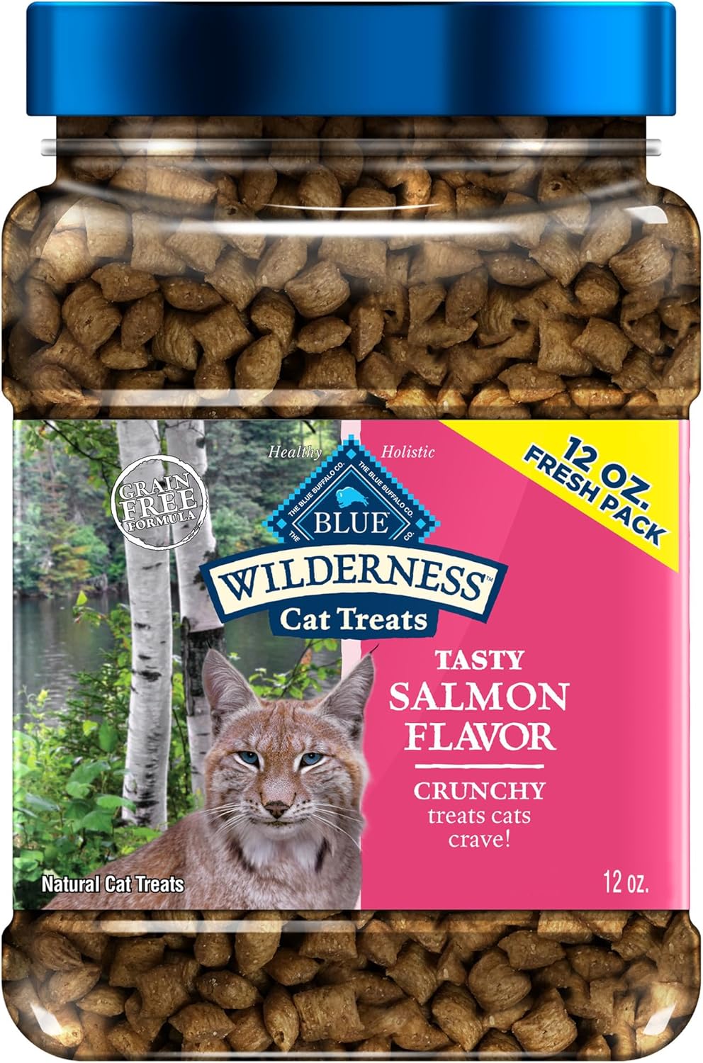 Blue Buffalo Wilderness Crunchy Cat Treats, Made With Natural Ingredients, Tasty Salmon Flavor, 12-Oz. Tub