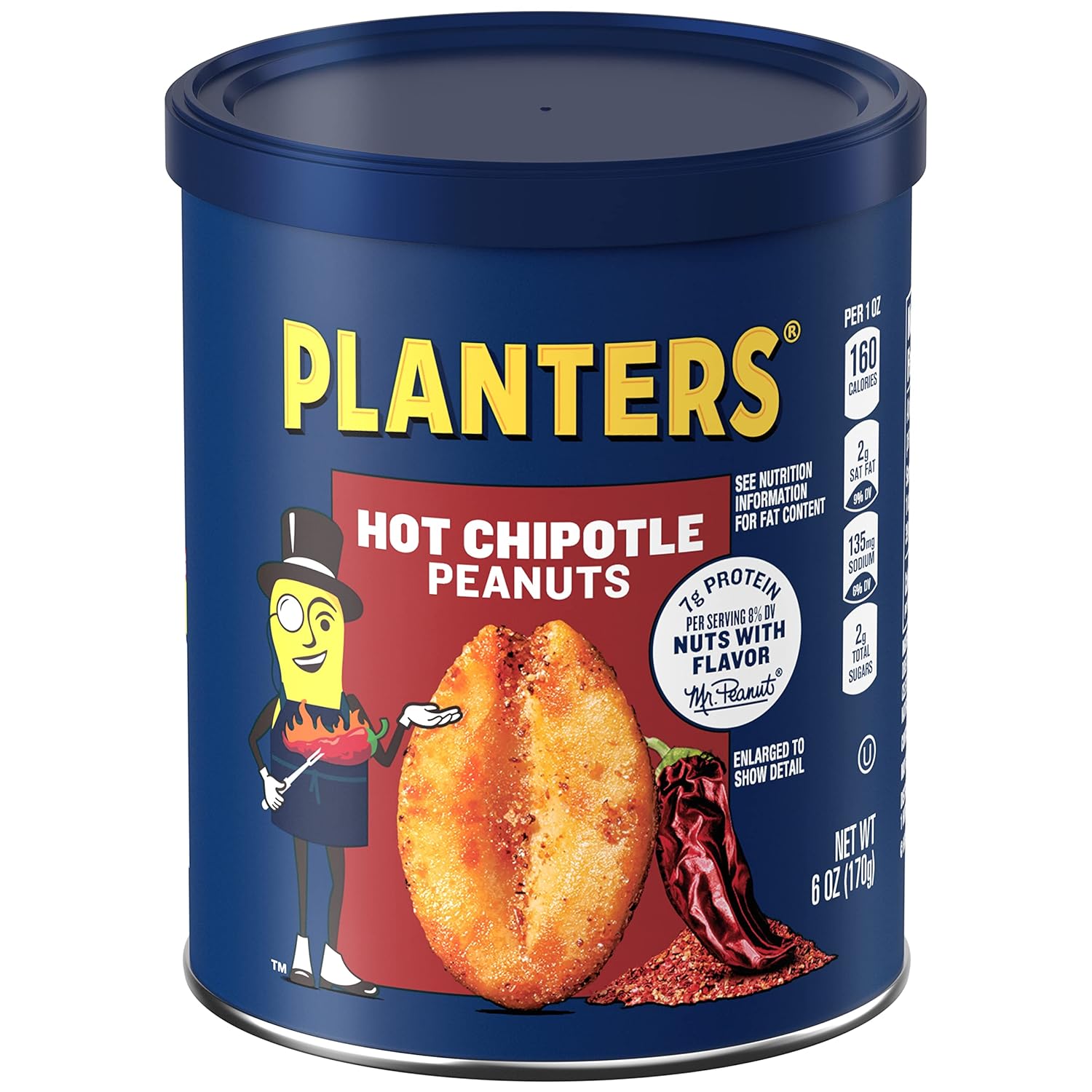 Planters Chipotle Peanuts (8 Ct Pack, 6 Oz Canisters)