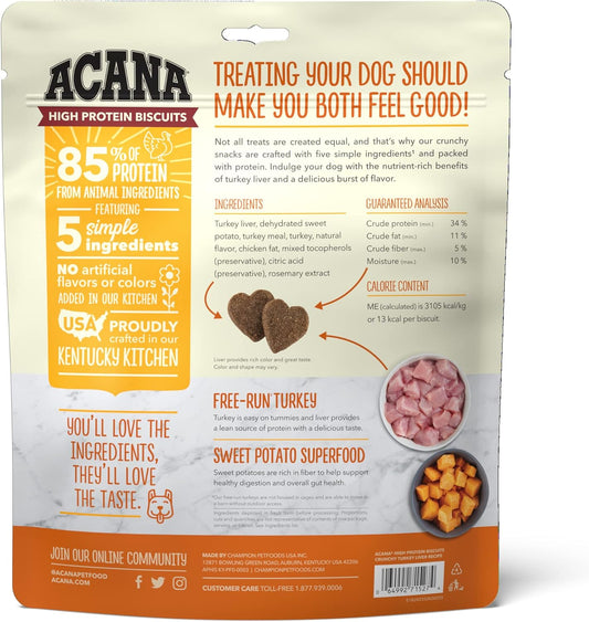 Acana Crunchy Dog Biscuits Turkey Liver Recipe, Small Breed | High-Protein Dog Treat Biscuits