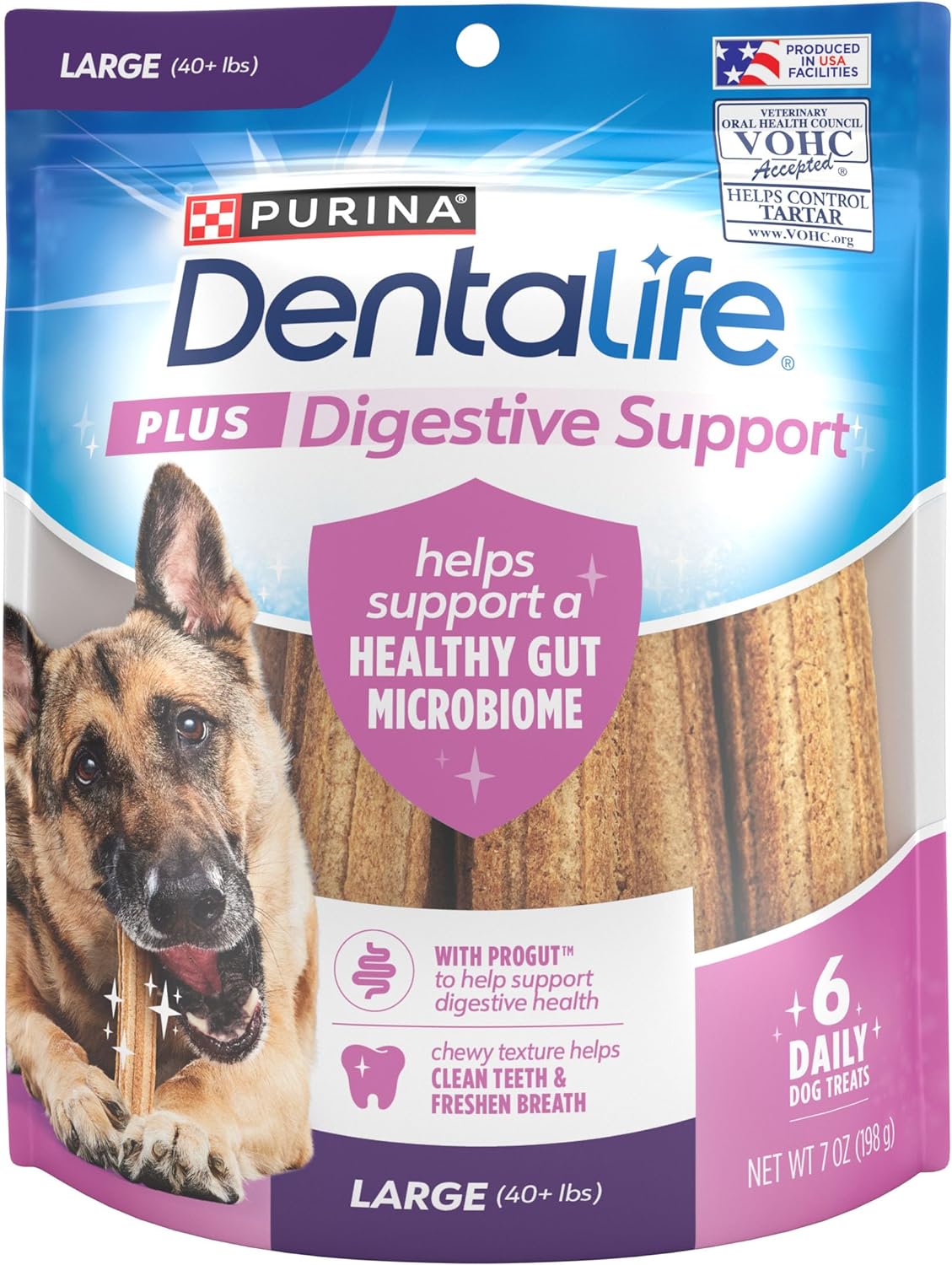 Dentalife Purina Plus Digestive Support Chicken And Pumpkin Flavor Large Dog Dental Chews - 6 Ct. Pouch