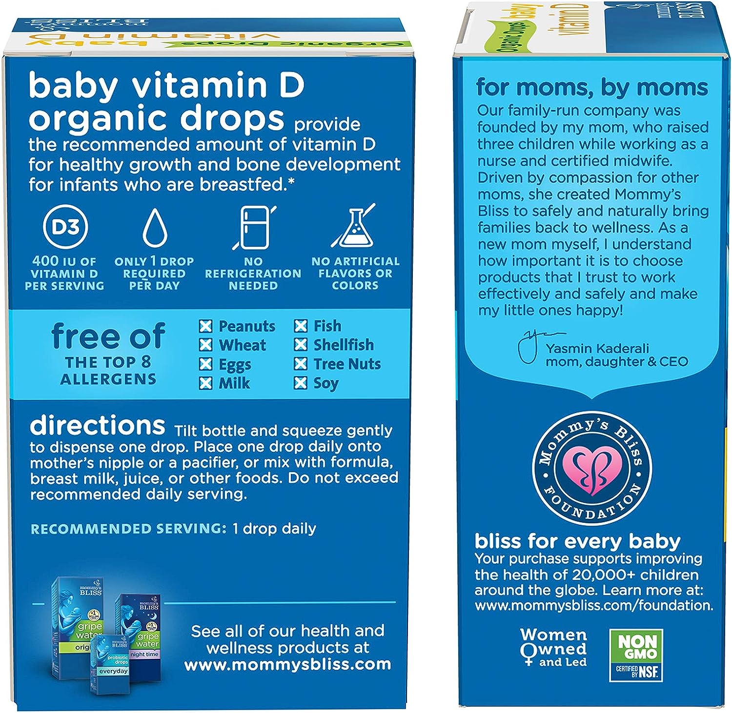 Mommy's Bliss Organic Baby Vitamin D Drops | Promotes Healthy Growth and Bone Development | Age Newborn+ | 0.11 Fl Oz (100 Servings) : Health & Household