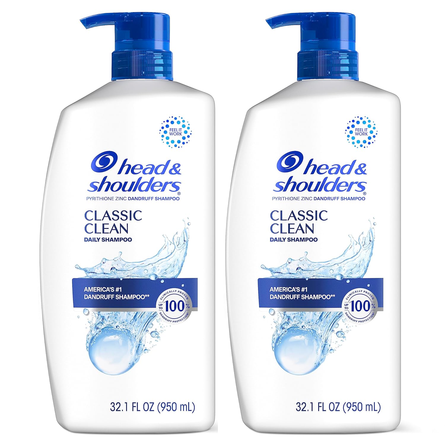 Head & Shoulders Dandruff Shampoo, Anti-Dandruff Treatment, Classic Clean For Daily Use, Paraben Free, 32.1 Fl Oz, Twin Pack