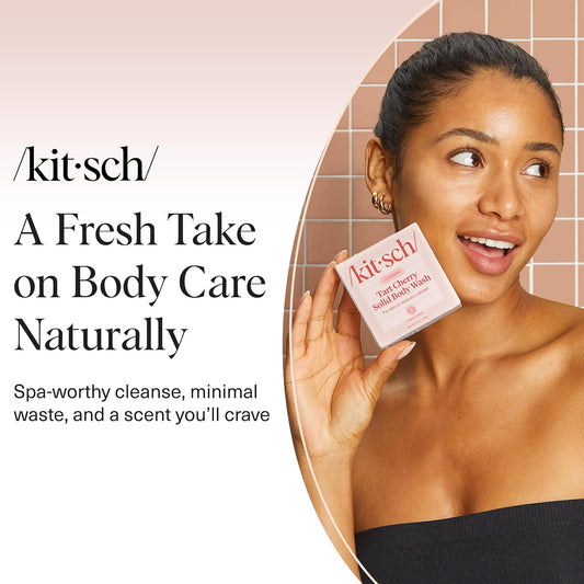 Kitsch Cleansing Tart Cherry Soap Bar With Refreshing Scent - Eco-Friendly Body Wash Women Love - Cherry Solid Bar Soap For Daily Use - Silicone, Sulfate And Paraben Free, Made In Usa - 4Oz