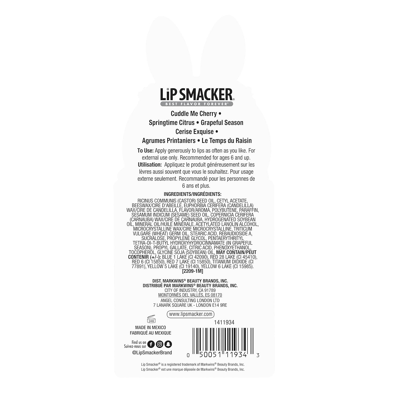 Lip Smacker Easter Lip Balm Trio Card - Bunny | Easter Basket Stuffers for Children : Beauty & Personal Care